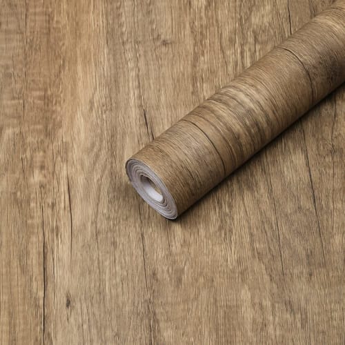 Homya Wallpaper Stickers, Waterproof, Wood Grain Remake Sheet, Brown, 60cm X 5m, Approx. 0.45mm Thick, Self-Adhesive, Floor Tiles, Non-Slip, Pet-Frien