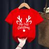 Christmas Kid T Shirt Fashion Merry Christmas Letter-printed Children's T-shirt Short-sleeved Tops for Children Clothes Tee