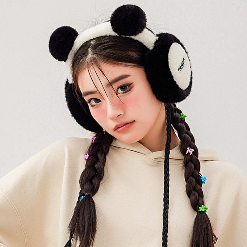 Panda Earmuffs Panda Ear Warmer Foldable Earmuffs Fleece Ear Muffs Headband Panda Ear Muffs Panda Earflap