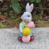 Easters Rabbit Sculpture Colorful Bunnies with Eggs Resins Figurine Statue Ornament for Home and Garden Decoration Gift