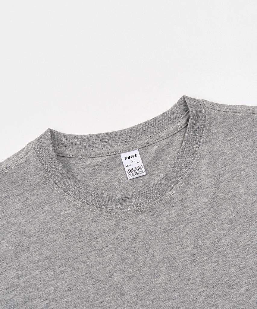TOFFEE Basic Half Crop Top (Melange Grey)
