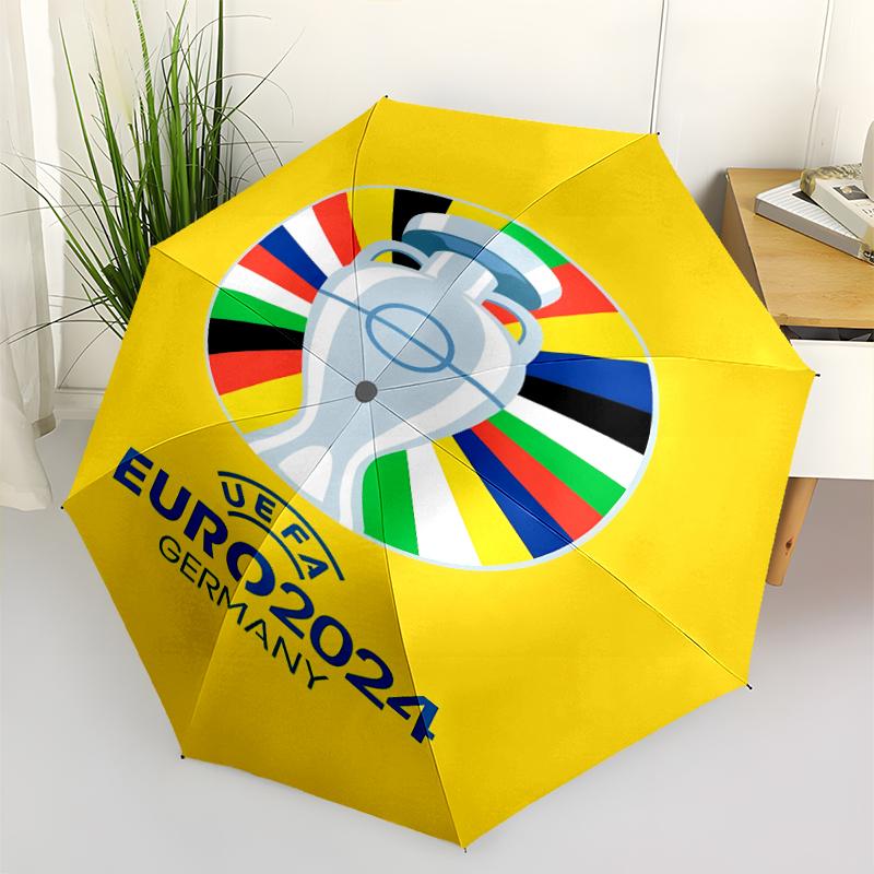 UEFA Champions League Print Automatic Umbrella, 8 Rib Iron Frame, Plastic Handle, Suitable for Outdoor Travel &Daily , Ideal Gift