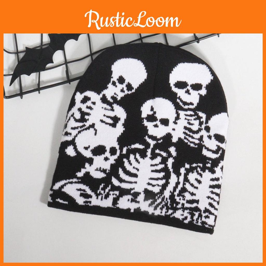 Fashionable Skull Design Knitted Cap With Warmth Function For Youth Urban Style
