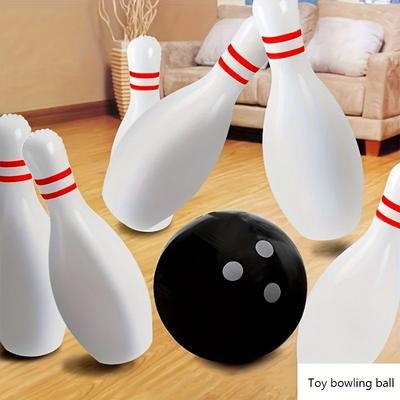 Sportspielzeug 7-teiliges Riesen-Bowling-Set - Langlebiges tragbares lustiges Indoor-/Outdoor-Spiel für Erwachsene 1 leichtgewichtiger Ball und 6 rot dekorierte