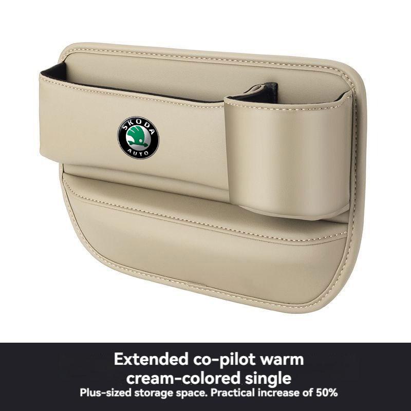 Multifunction Leather Car Seat Organizer Box Gap Filler With Cup Holder For Skoda Superb Kodiaq Octavia 2 3 Rapid Fabia Karoq A7