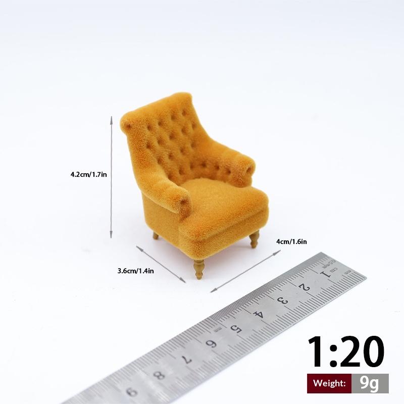 1Pcs 1:121:201:251:30 Scale Dollhouse Miniature Single Sofa Chair Mini Flocked Armchair Pretend Play Furniture Scene Decor