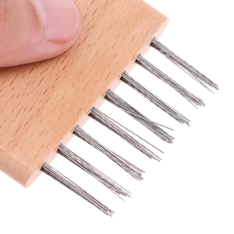 1Pc Wooden Handle Comb Cleaner Delicate Cleaning Removable Hair Brush Comb Cleaner Tool Handle Embeded Tool