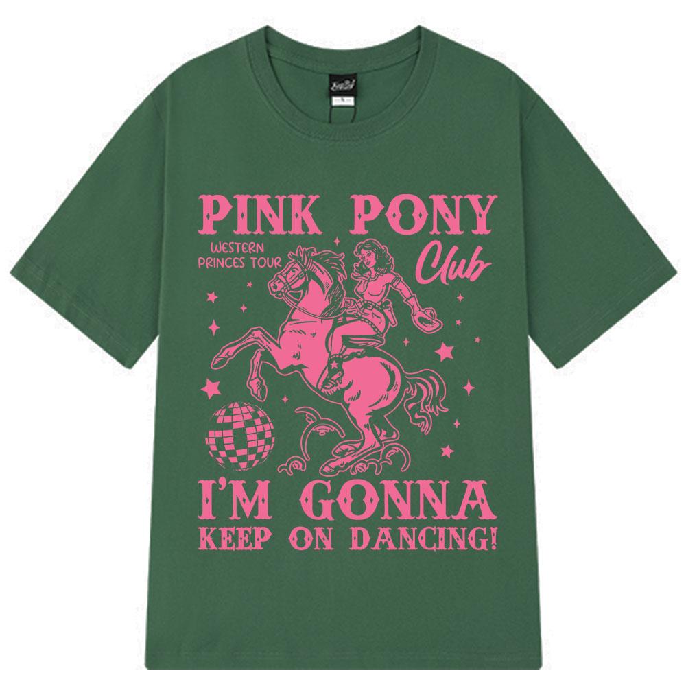 Pink Pony Club Fashion Print T-shirt Summer Short-sleeved 100% Cotton Casual T-shirts Man Woman Aesthetic Trendy Loose T-shirts