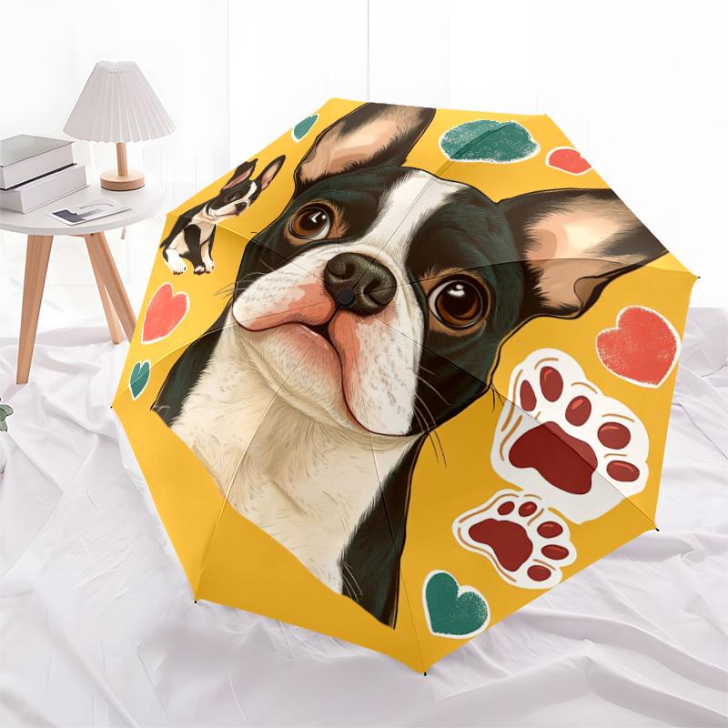 1 PC Automatic Folding Umbrella - French Bulldog Pattern, Portable & Foldable Design with 8 Ribs, Christmas Birthday Gifts