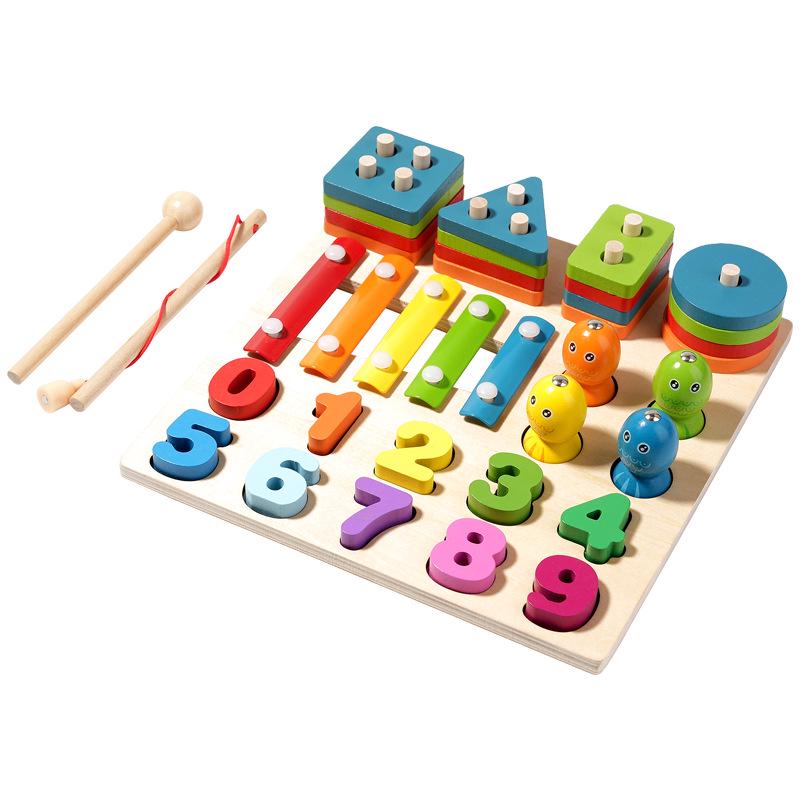 Wooden Magnetic Fishing & Shape Pairing Educational Toy Set for Kids