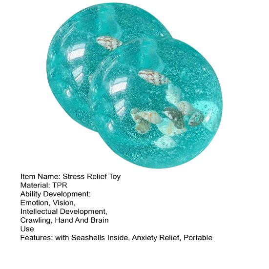 1/2Pcs Ocean Beach Stress Ball Anxiety Relief Clear Ball Squeeze Toy with Seashells Inside Office Workers Relaxation Sensory Ball
