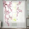 Cherry Blossom Branches Sheer Curtains For Living Room Bedroom Tulle Window Drapes Panel