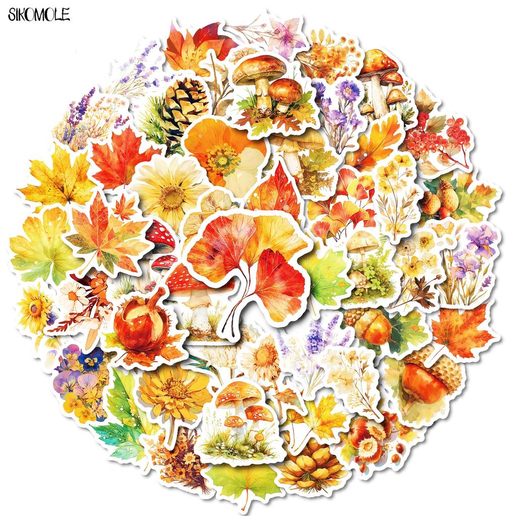 10 30 50Pcs Cartoon Fallen Leaves Stickers Autumn Plants Diy Phone Laptop Guitar Travel Luggage Skateboard Toys Graffiti Sticker