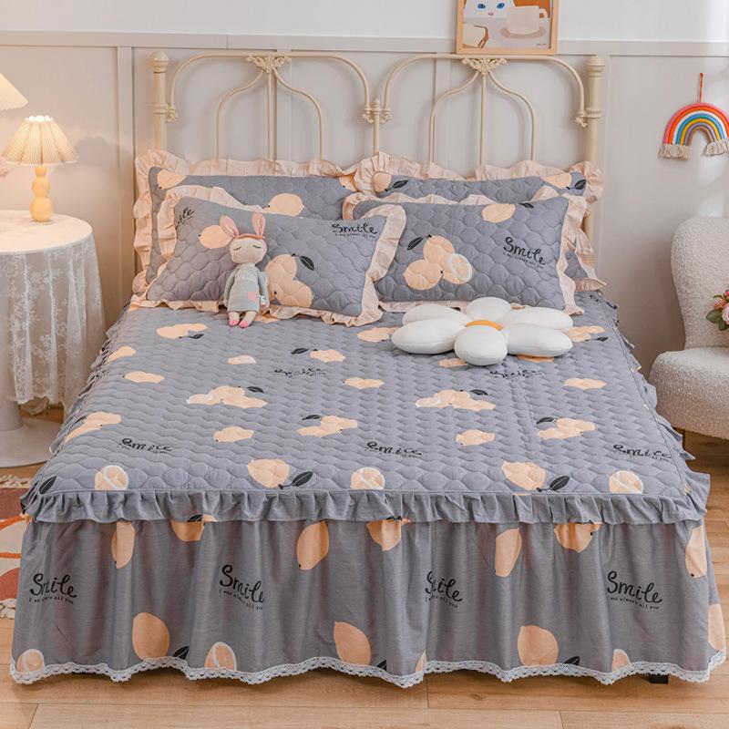 

Утолщенная стеганая юбка на кровать из чистого хлопка, покрывало, хлопковая стеганая оборка, защита края, нескользящая наволочка, покрывало-покрывало lace padded pillowcase 1 pair лимон