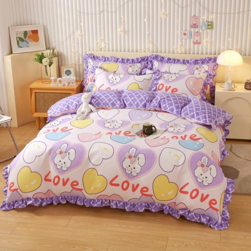 

Подзор для кровати из четырех частей Простыня в стиле принцессы Пододеяльник Постельное белье Простыня для общежития Комплект из трех частей 1.2m bed