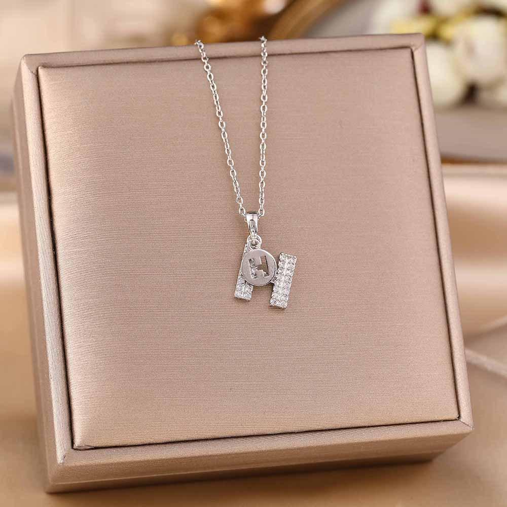 Women's Silver Titanium Steel Necklace with Micro-Inlaid Zircon - Elegant, Durable Clavicle Chain Jewelry