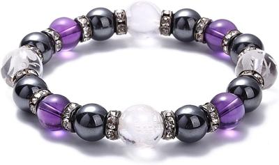 Natural Stone Bracelet Power Stone Four Gods Hematite Birthstone Blue White Suzaku Genbu [Kyojudo] Men's Dragon, Tiger, (Amethyst (February