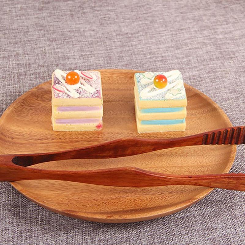 Wooden Clip Cooking Kitchen Tongs Food Bbq Tool Salad Bacon Steak Bread Cake