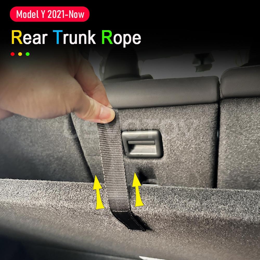 Rear Trunk Rope DrawString For Tesla Model Y 2026-2026 Open Tail Box Cover Handle Pull Strap Car Organizer Accessories Gadgets