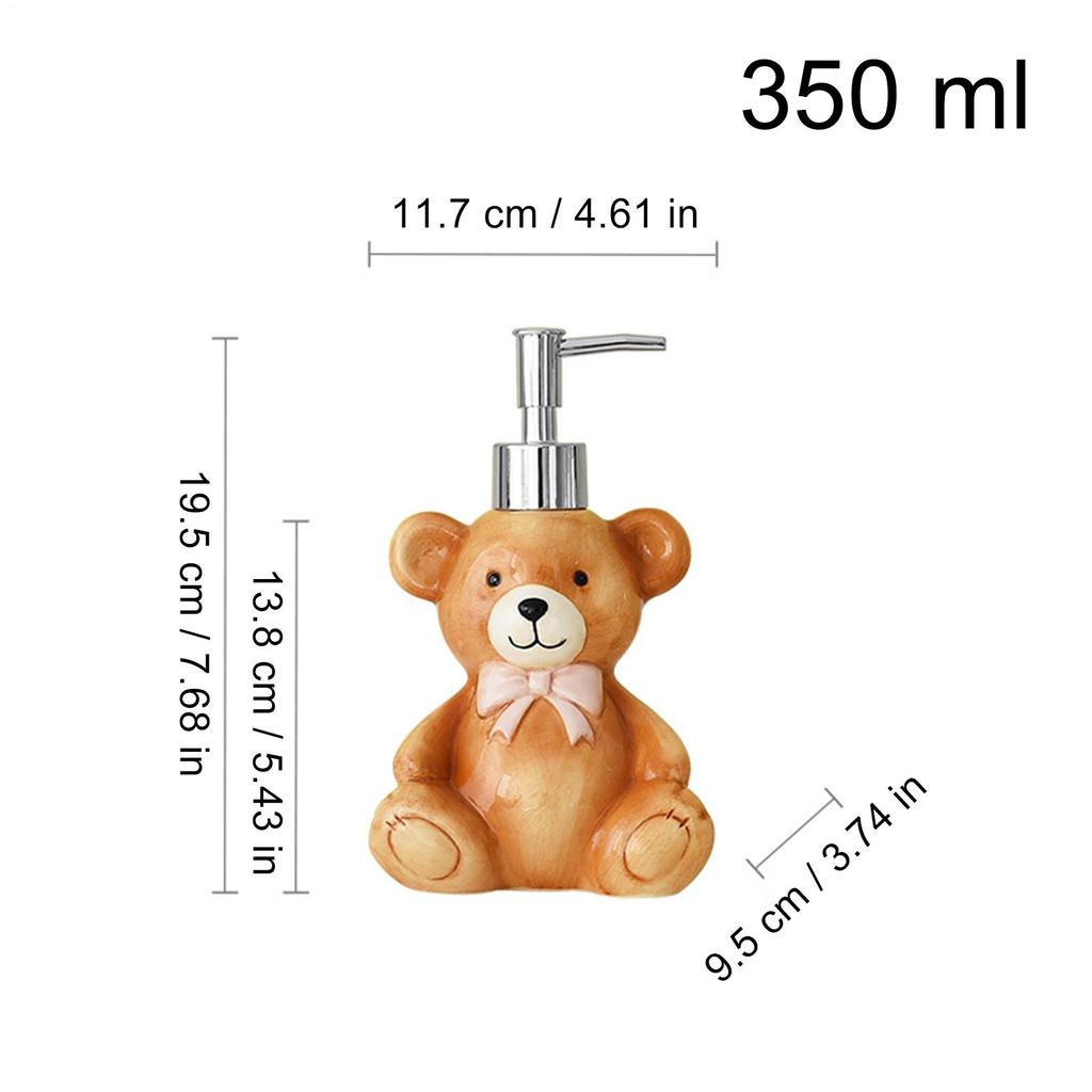 Soap Dispenser 350ml Refillable Bear Design Lotion Pump Jar Kitchen Soap Dispenser for Shower Laundry Wash Christmas Countertop
