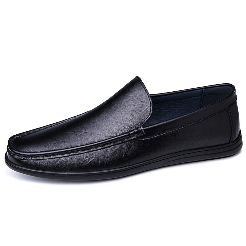 Men's Casual Slip-On Loafers - Flat Bottom Cowhide Moccasins for Spring/Summer
