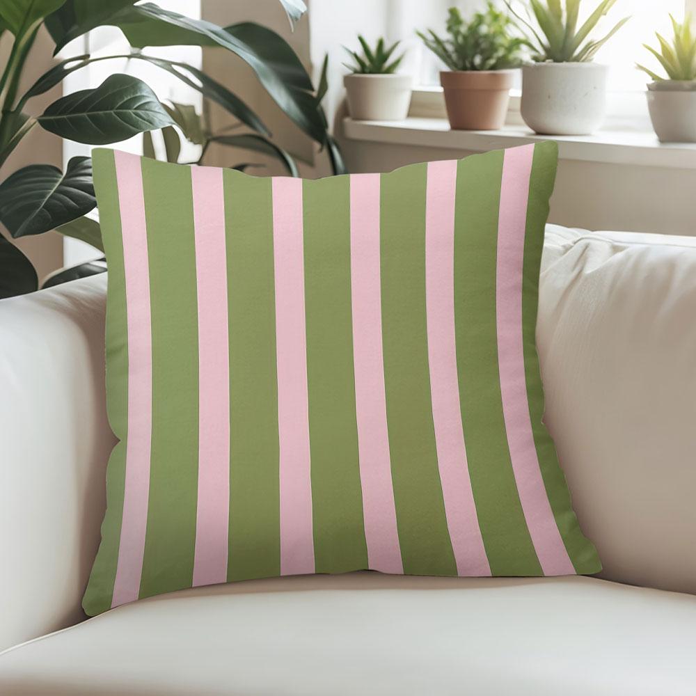 Pink & Green Stripe square Jacquard Pillow Cover for Sofa Office Waist Cushion Cover Home Decorative Pillowcase