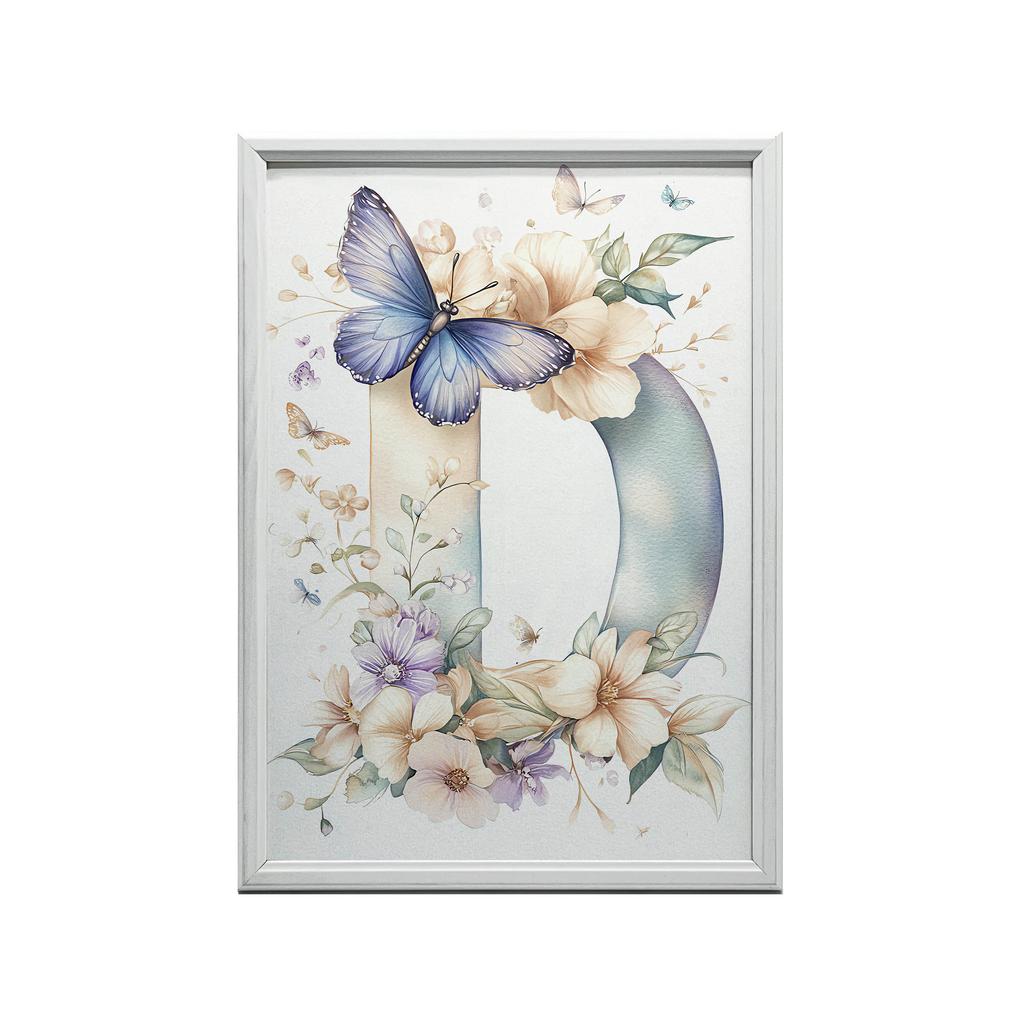 Plakat Litera D Z Motylem Plakat Litera D Z Motylem, 30X40 Cm, Rama Aluminiowa Czarna, Papier Matowy 230 Gsm