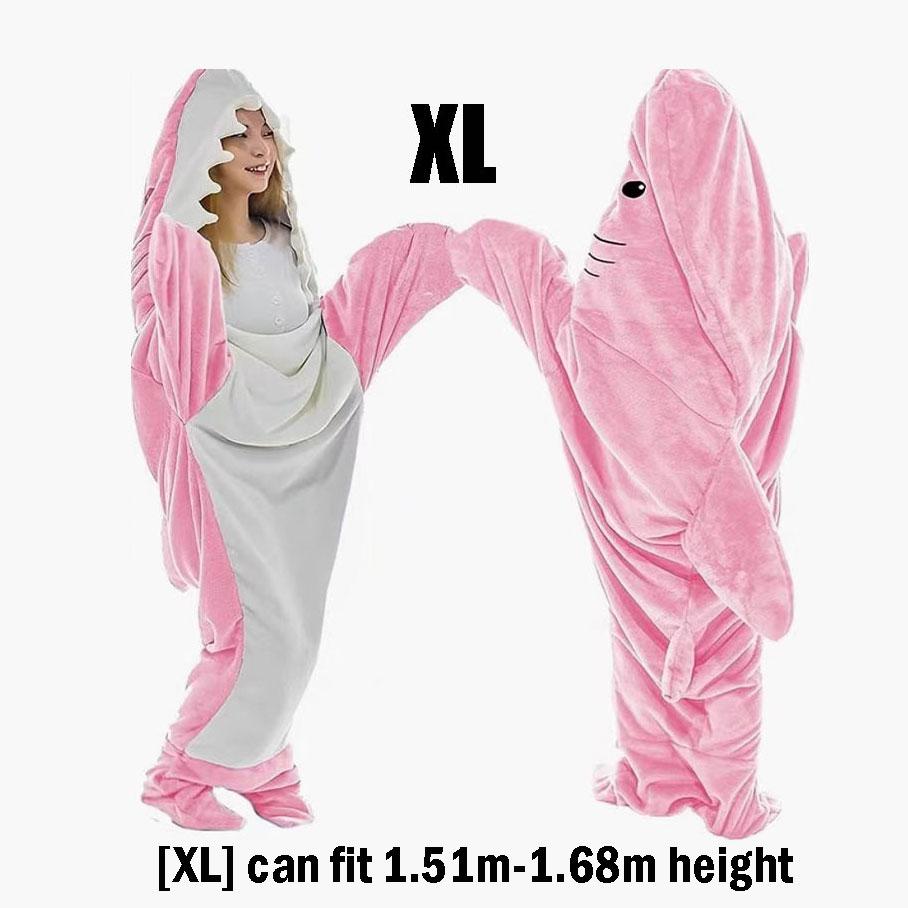 Cartoon Shark Blanket Hoodie Women Kigurumi Playsuit Kids Parents Hooded Warm Flannel Funny Homewear Shark Onesie Sleeping Bag