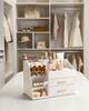 Lolalet Makeup Organizer with PU Spacious Skincare Storage Display Case for and Beauty for Vanity and Easy To Clean Cream Drawer, Leather, Holder,