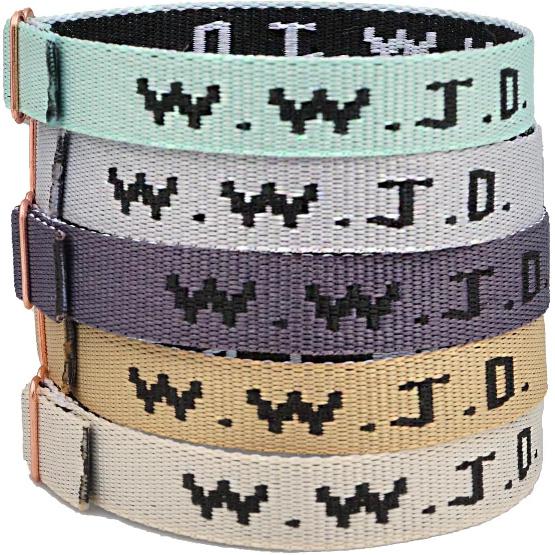WWJD Armbänder Set, 5 Stück, Gurtband Was würde Jesus tun Armbänder Christlich Handgemacht Bunt Verstellbar Religiös Gewebte Armbänder für Spendenaktionen