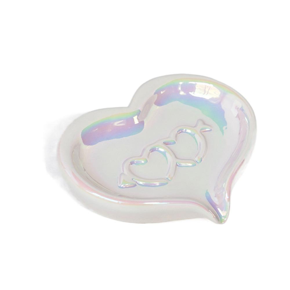 Ceramic Drain Soap Box Self Draining Soap Dish Cute love heart Soap Case Kitchen Accessories белый