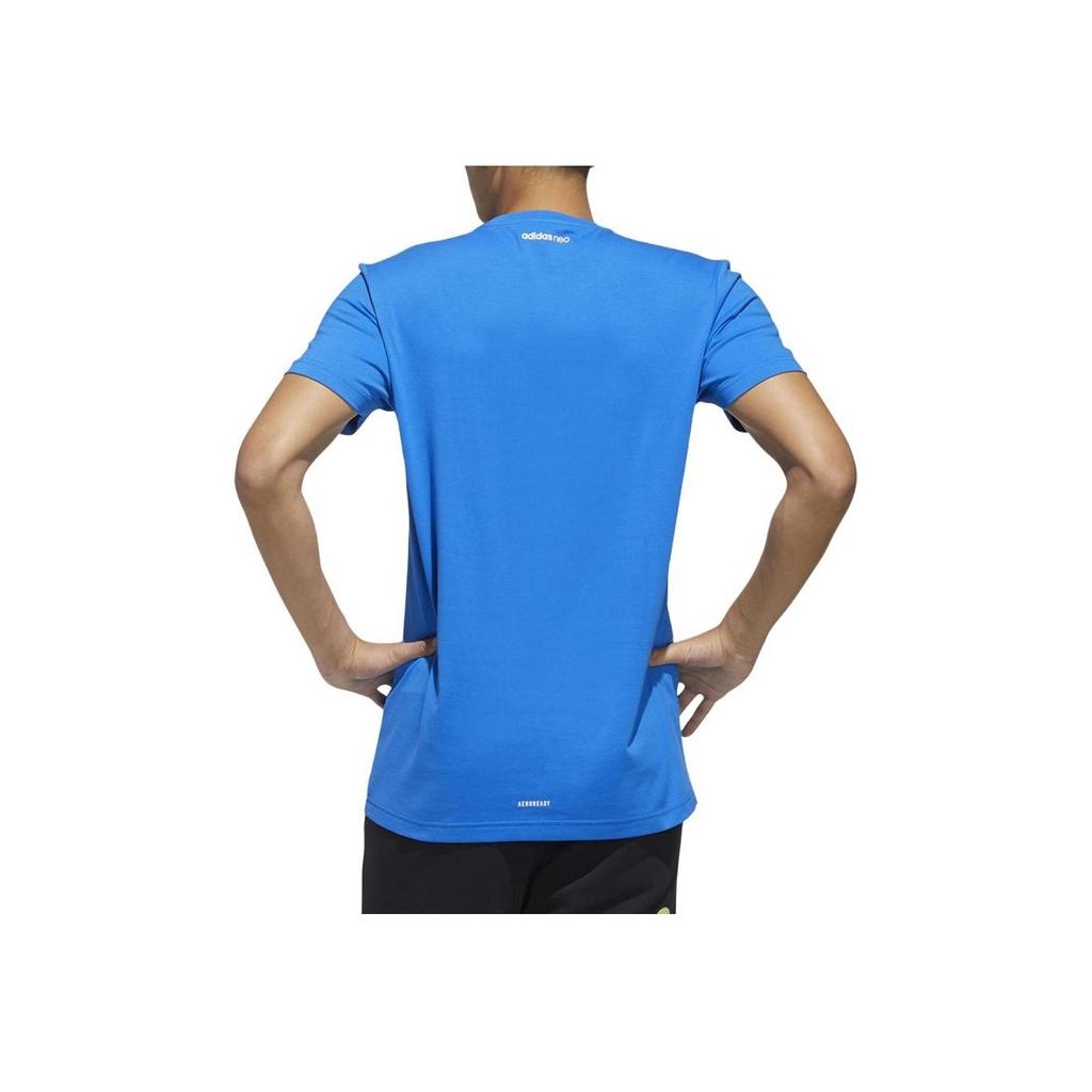 Adidas Neo Alphabet Print Breathable Casual Sport Short Sleeve T-Shirt Men Tops Blue FN6495