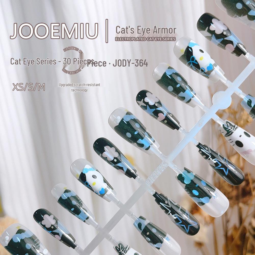 

Black Leather Medium T-Shape 3D Airbrush Cat Eye Removable Wearable Nail Art, 30 Pieces