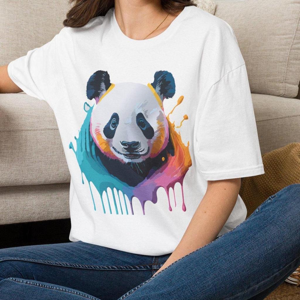 Colorful Watercolor Panda T-Shirt | Splash Art Panda Animal Tee Gift for her Mom Grandma Family Friend Sister Crew Team Party Aunt