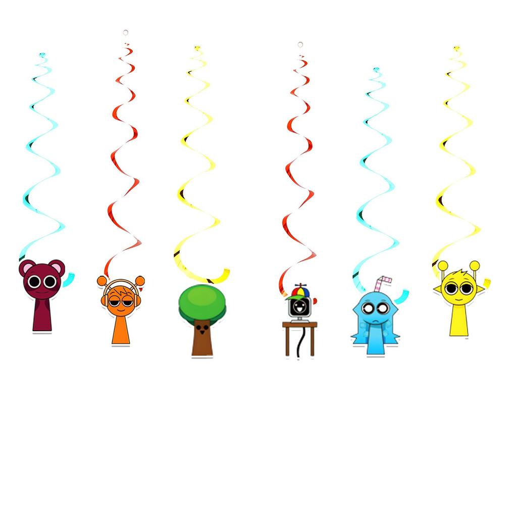 Tag Theme Birthday Party Decoration Game Flag Cake Insert Spiral Arrangement