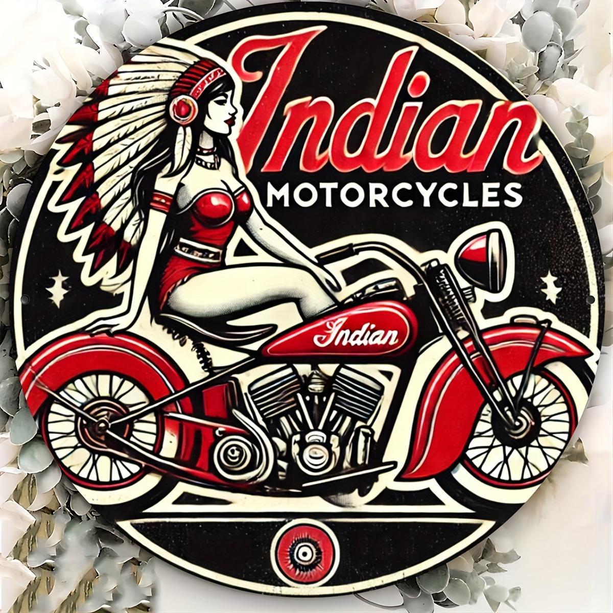 

1 шт. 2d плоский круглый деревянный знак в винтажном стиле с изображением индийских мотоциклов - 20 см, классическая настенная декоративная табличка с изображением американских мотоциклов, новинка для дома, гаража и т. д. 20cm*20cm