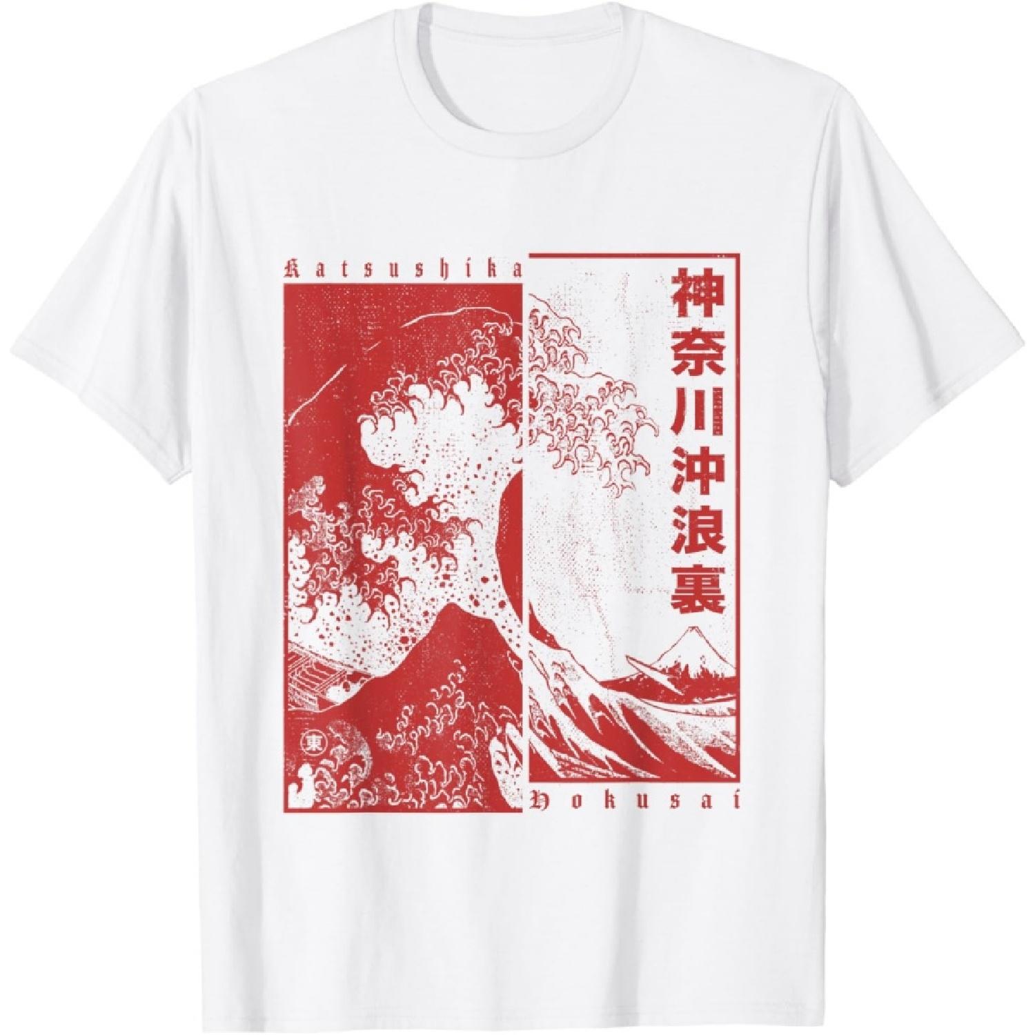 

Hokusai Great Wave Off Kanagawa Japanese Ukiyo-e Aesthetic T-Shirt XXXXXL білий