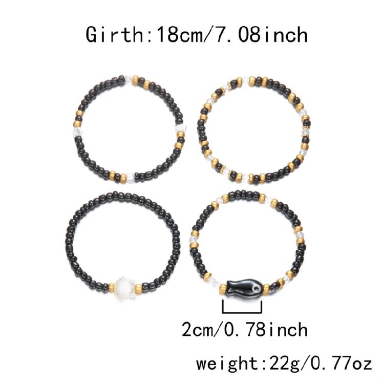 Handgefertigte Muscheln Keramikfisch Armbänder Dehnbare Handgelenkschmuck Stapelbare Sommer Strand Accessoires Für Frauen