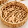 Round Serving Tray Easy To Clean Organizer Tray Bread Storage Basket Hand Woven Basket for Candy Snacks Party Countertop Kitchen