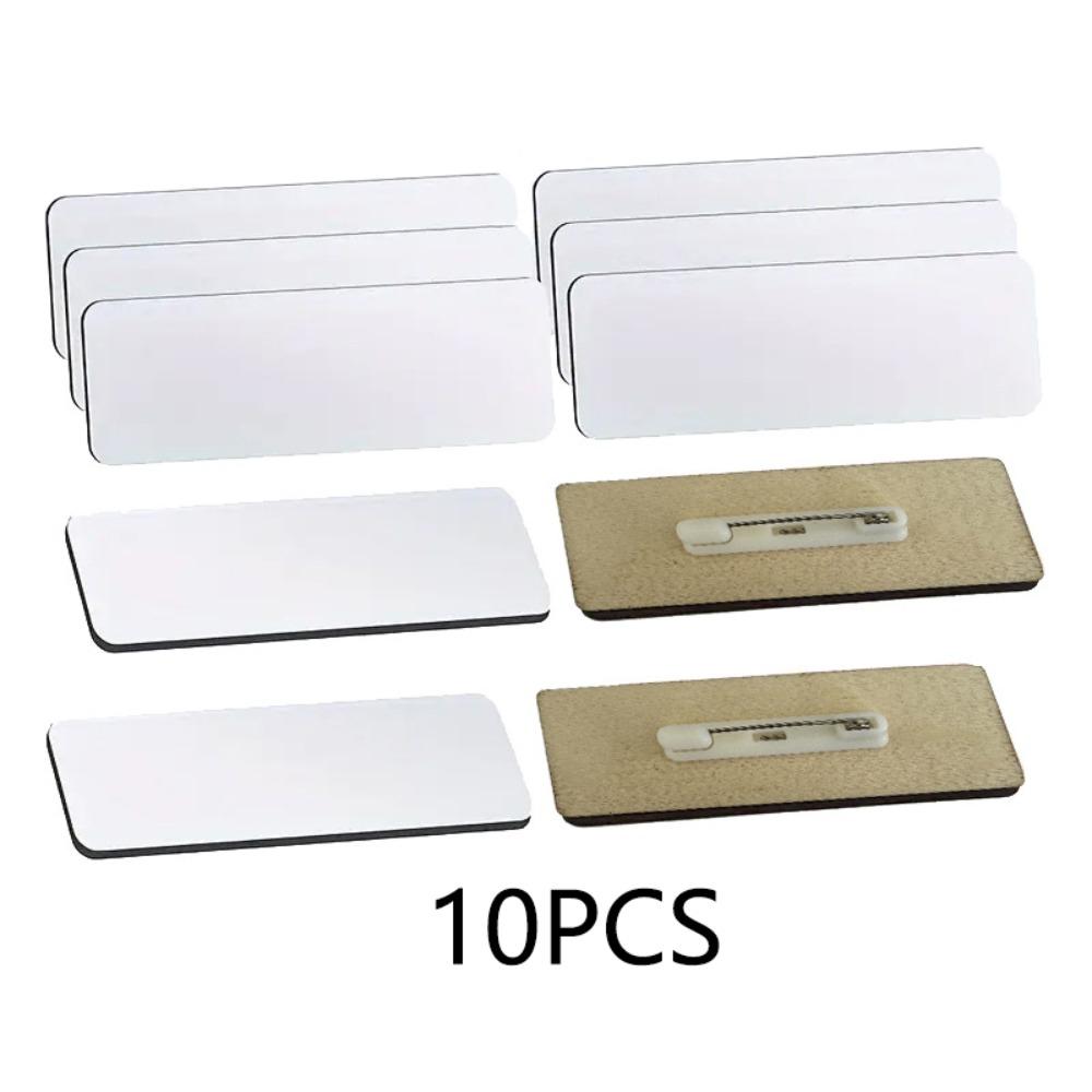 10pcs/set Pins ID Name Badge DIY Sublimation Name Tag Simple Blank Wooden Brooch Students
