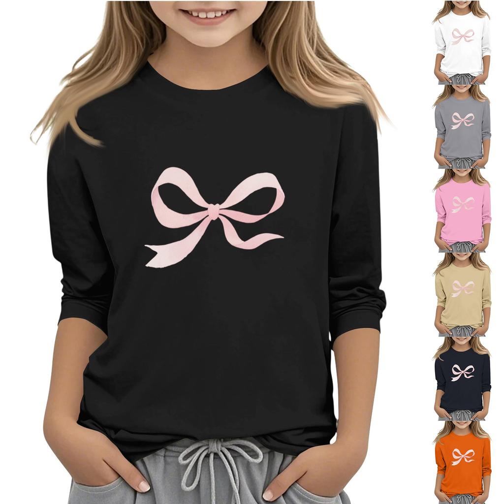 Children's 3/4 Sleeve O-neck Daily Casual Printed Top