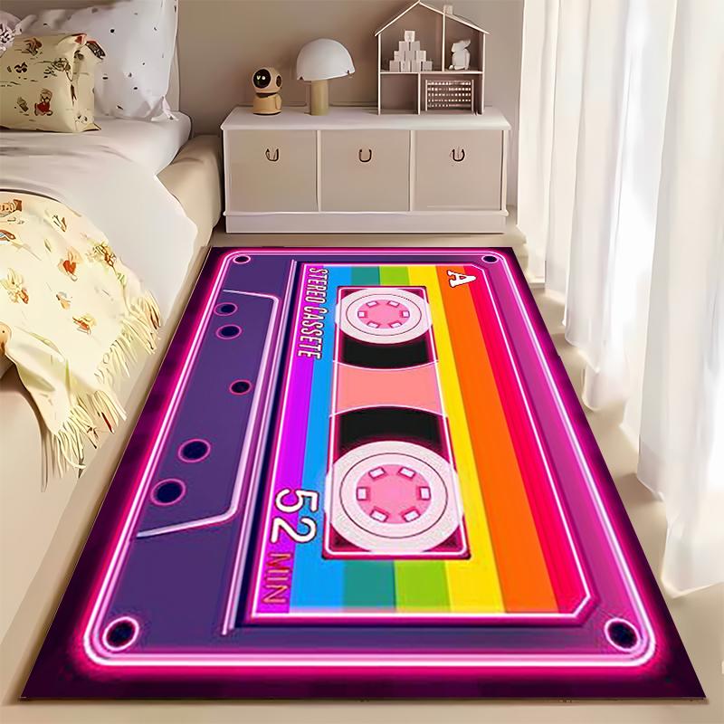 Retro Rainbow Cassette Tape Design Rug Non-slip rug suitable for living room and bedroom sofas