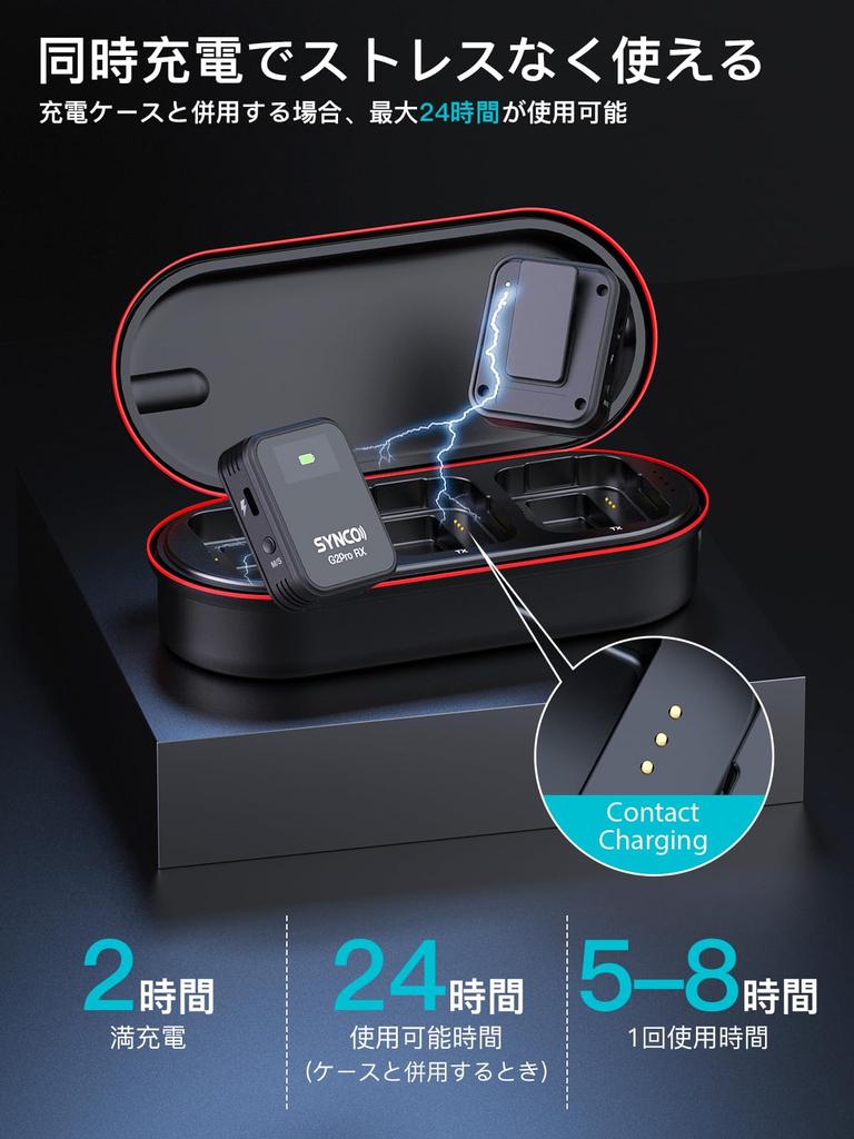 Bezprzewodowy SYNCO G2A1PRO Regulacja głośności Funkcja redukcji szumów Łatwy w obsłudze W zestawie etui ładujące Wygodny do przenoszenia Nagrywanie wideo
