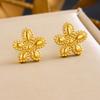 Elegant Korean-Style Gold-Plated Flower Pendant Necklace Set in Stainless Steel