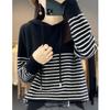 New Autumn and Winter Striped Wool Hoodie for Women Classic Versatile Cashmere Knitted Hoodie Sweatshirt Fashionable Warm Top