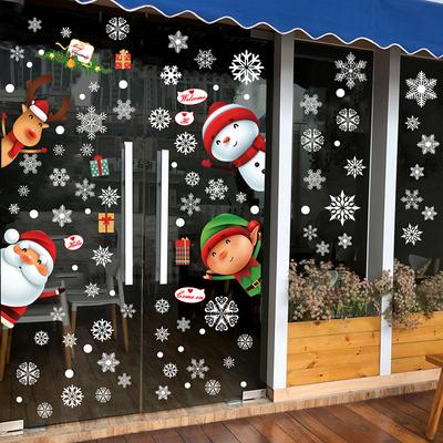 Christmas Wall Stickers Snowflake Window Film Decoration Decals Winter Holiday Reindeer Party Window Stickers