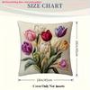 2D flat- Vintage Tulip Floral Throw Pillow Cover 2D Flat Printed Decorative Cushion Case For Home Sofa Bedroom Living Room