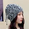 Hat Women's Autumn and Winter Velvet Thickened Leopard Print Ponytail Tether Hat Scarf Dual-purpose Headgear Knitted Hat