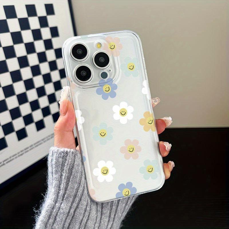 

Colourful Flowers Clear Phone Case For iPhone 16 15 14 13 12 12 Pro Max Soft Shockproof Bumper Cover For iPhone 16 Pro Max
