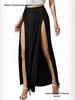 Elegant Women's Irregular Evening Gown - Solid Color Long Dress